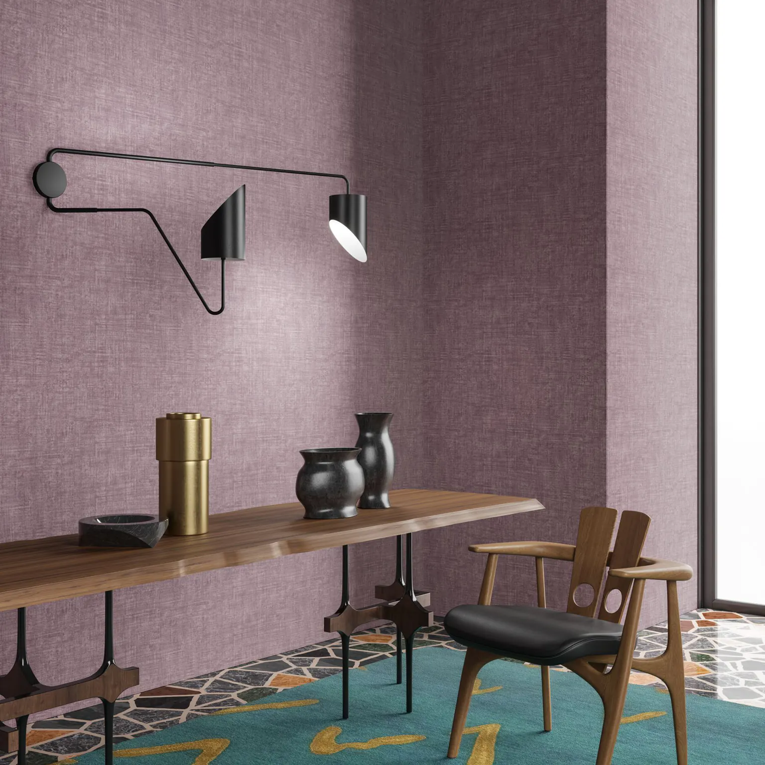 Mur aubergine effet daim