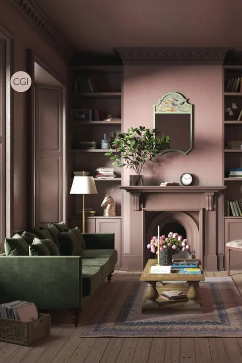 Ambiance peinte en Pink Drab de Farrow & Ball