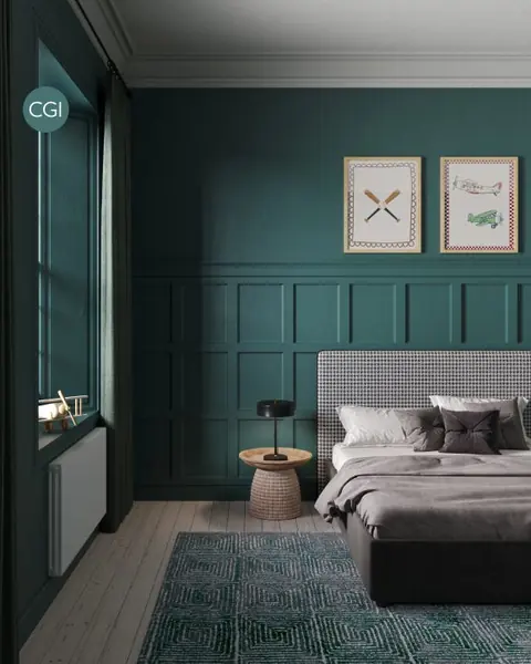 Ambiance peinte en Mere Green de Farrow & Ball