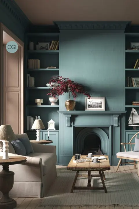 Ambiance peinte en Ballroom Blue de Farrow & Ball