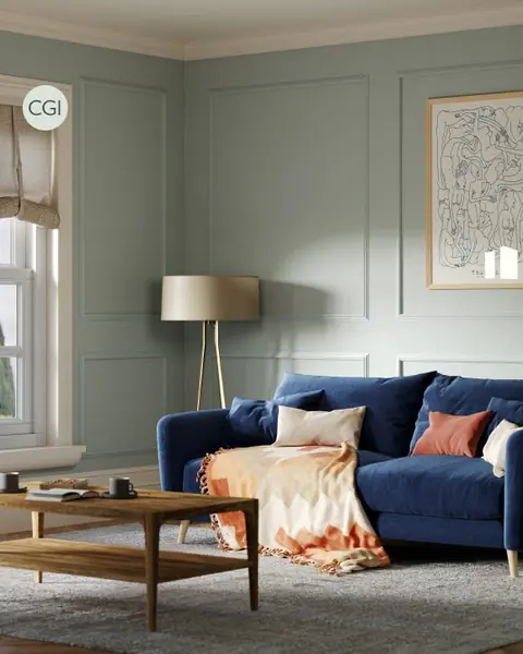 Ambiance peinte en Pavilion Blue de Farrow & Ball