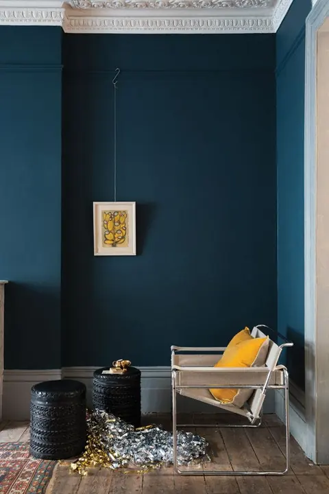 Ambiance peinte en Hague Blue de Farrow & Ball