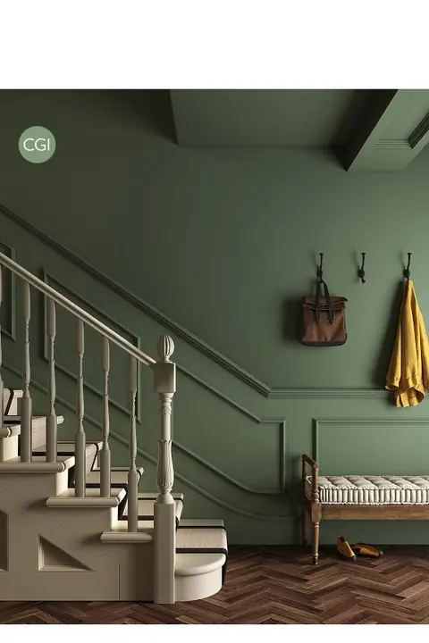 Ambiance peinte en Pea Green de Farrow & Ball