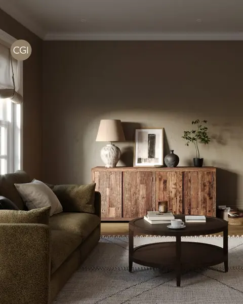 Ambiance peinte en Drab de Farrow & Ball