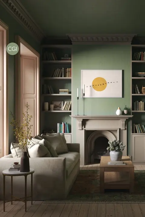 Ambiance peinte en Sutcliffe Green de Farrow & Ball