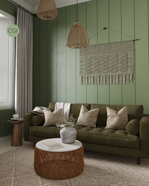 Ambiance peinte en Saxon Green de Farrow & Ball
