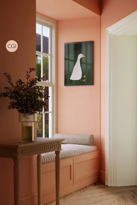 Ambiance peinte en Pink Cup de Farrow & Ball