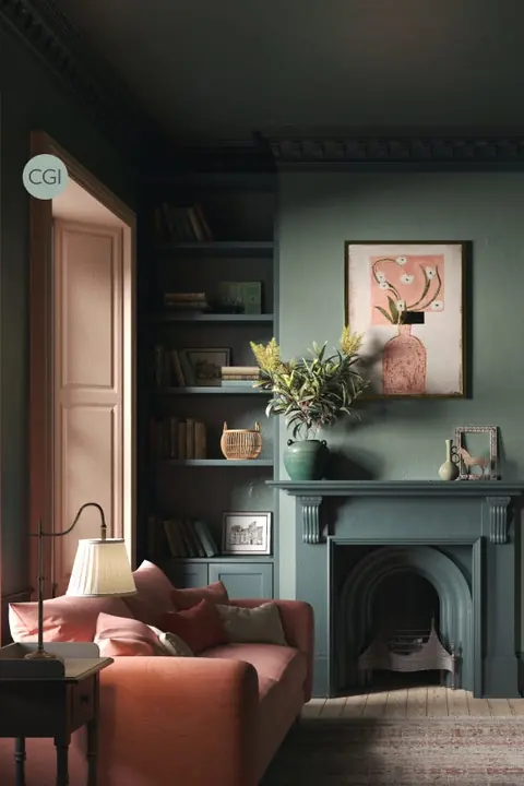 Ambiance peinte en Pond Green de Farrow & Ball