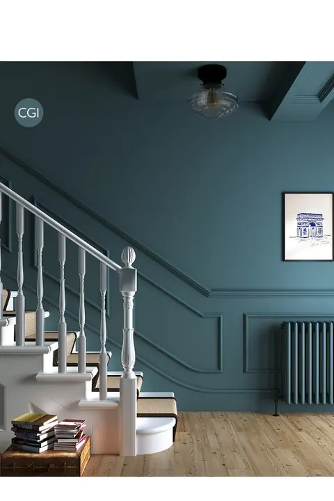 Ambiance peinte en Coppice Blue de Farrow & Ball